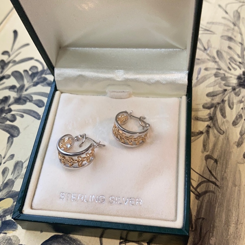Sterling Silver Small C Hoop Earrings NWB